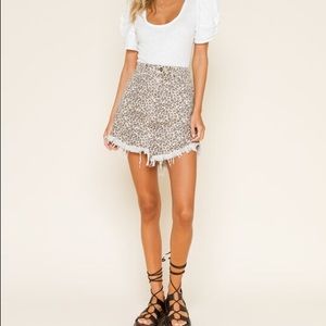 NWTFree People Bailey Leopard Print Denim Skirt - Size 24